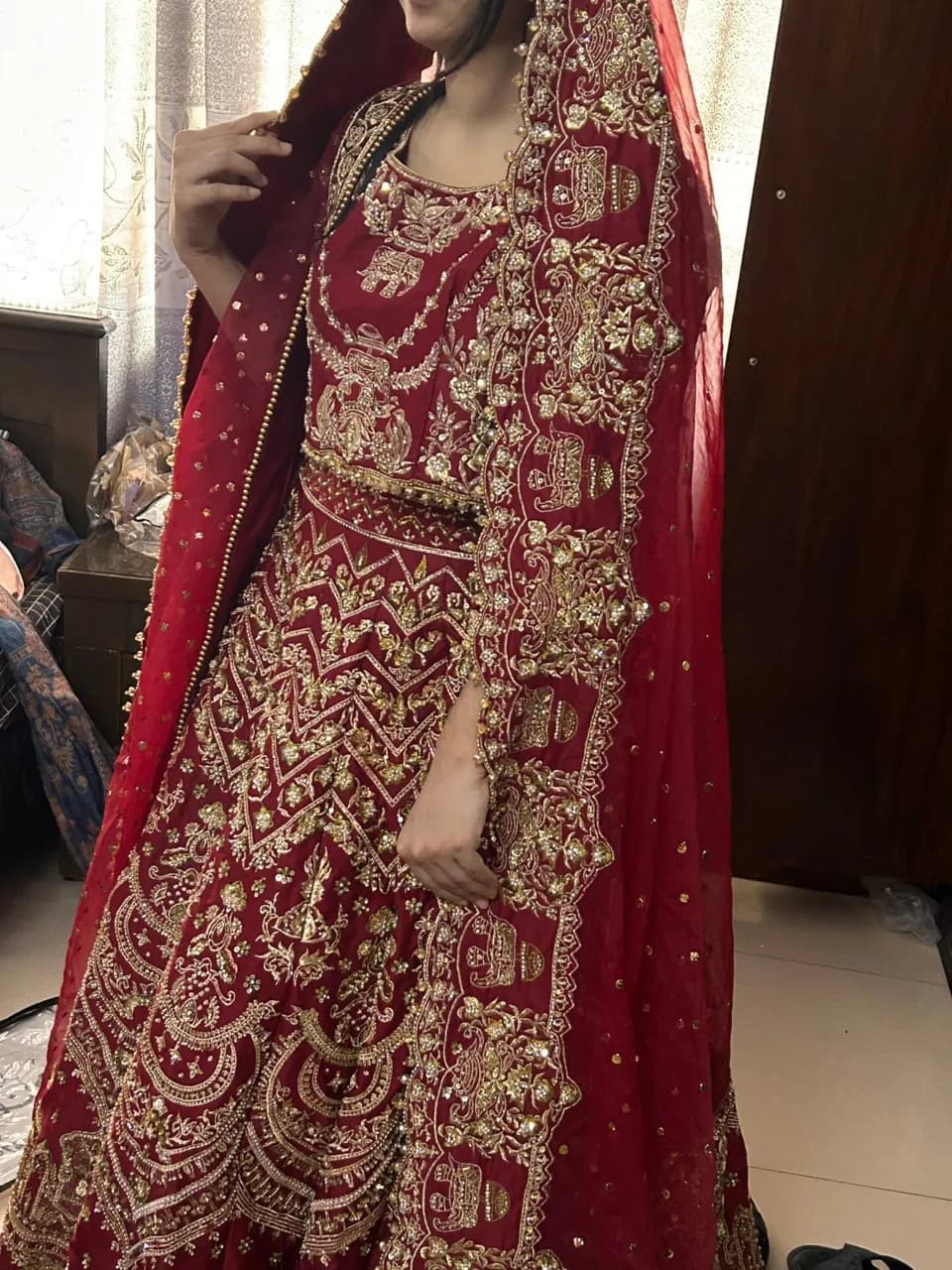 RED BARAT DAY LEHENGA thumbnail 5