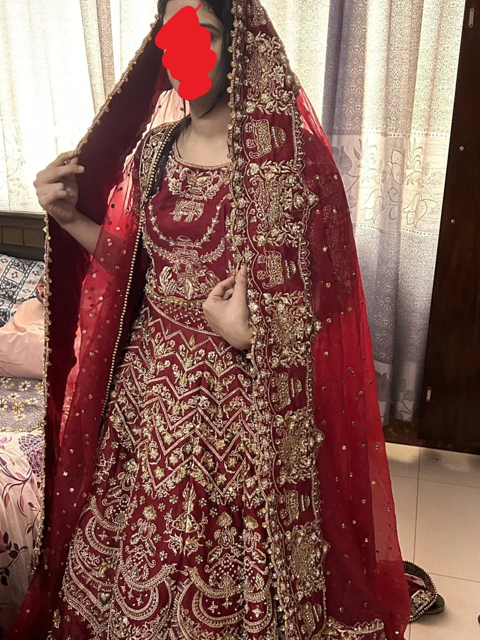 RED BARAT DAY LEHENGA thumbnail 6