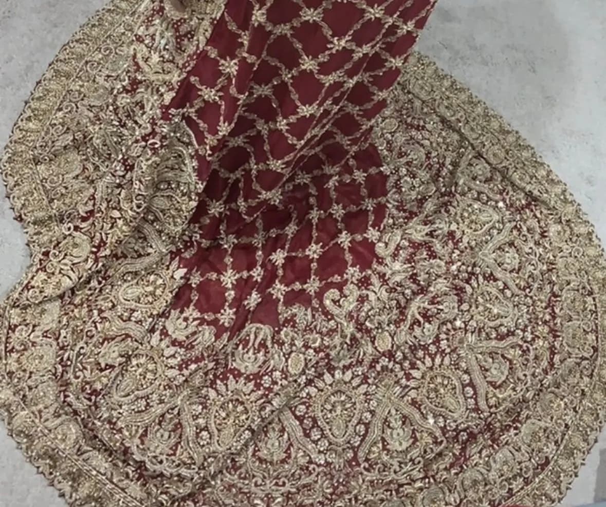 Deep Red/ Maroon Bridal Baraat Dress thumbnail 3