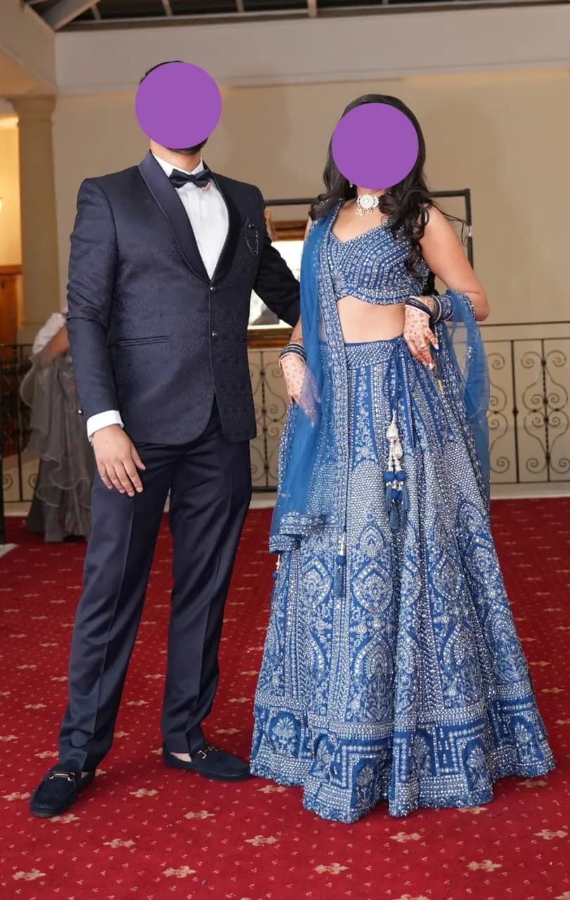 Lovely blue lengha ideal for reception thumbnail 4
