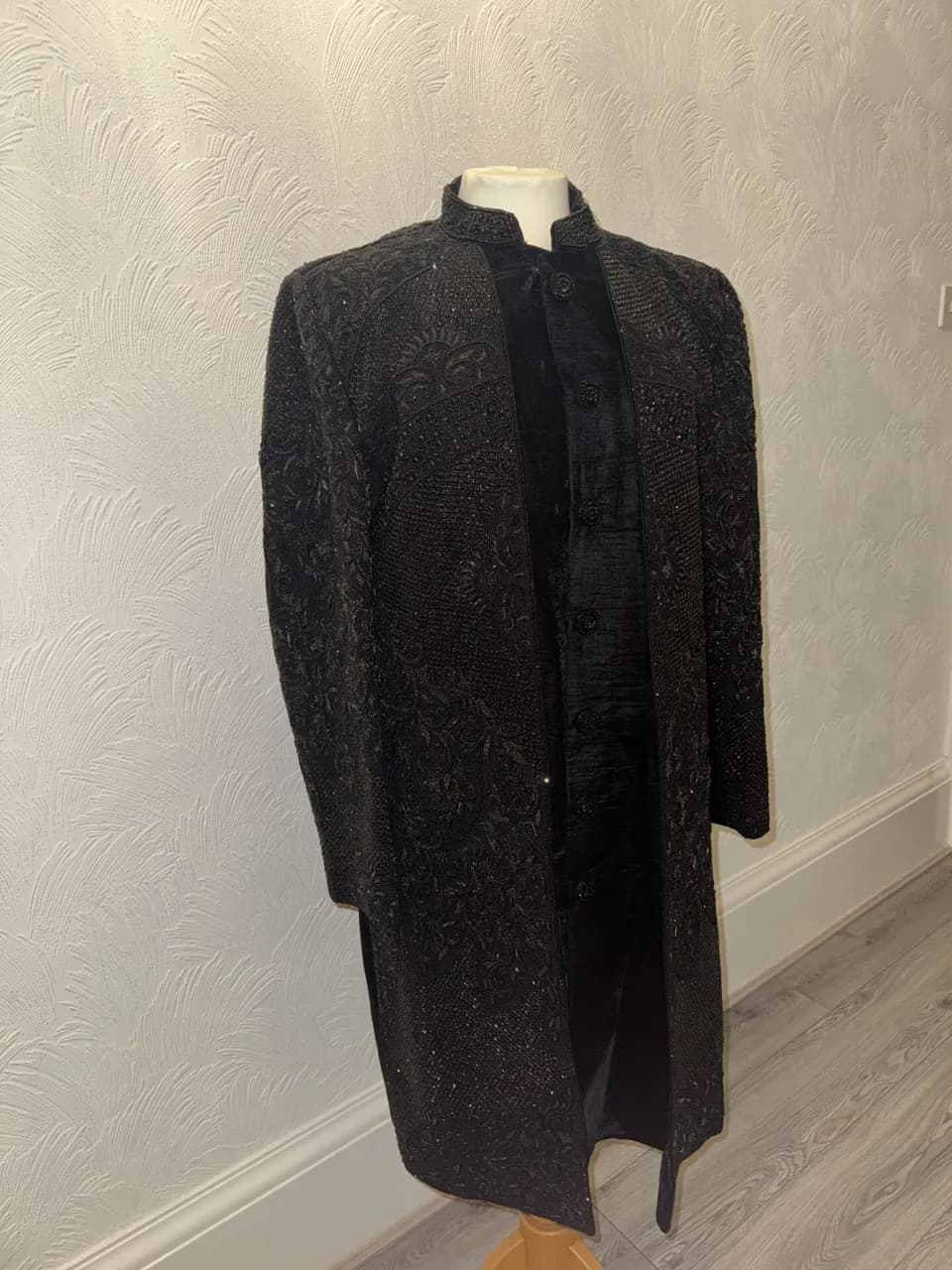 Black Maroon Sherwani Large Mens thumbnail 4