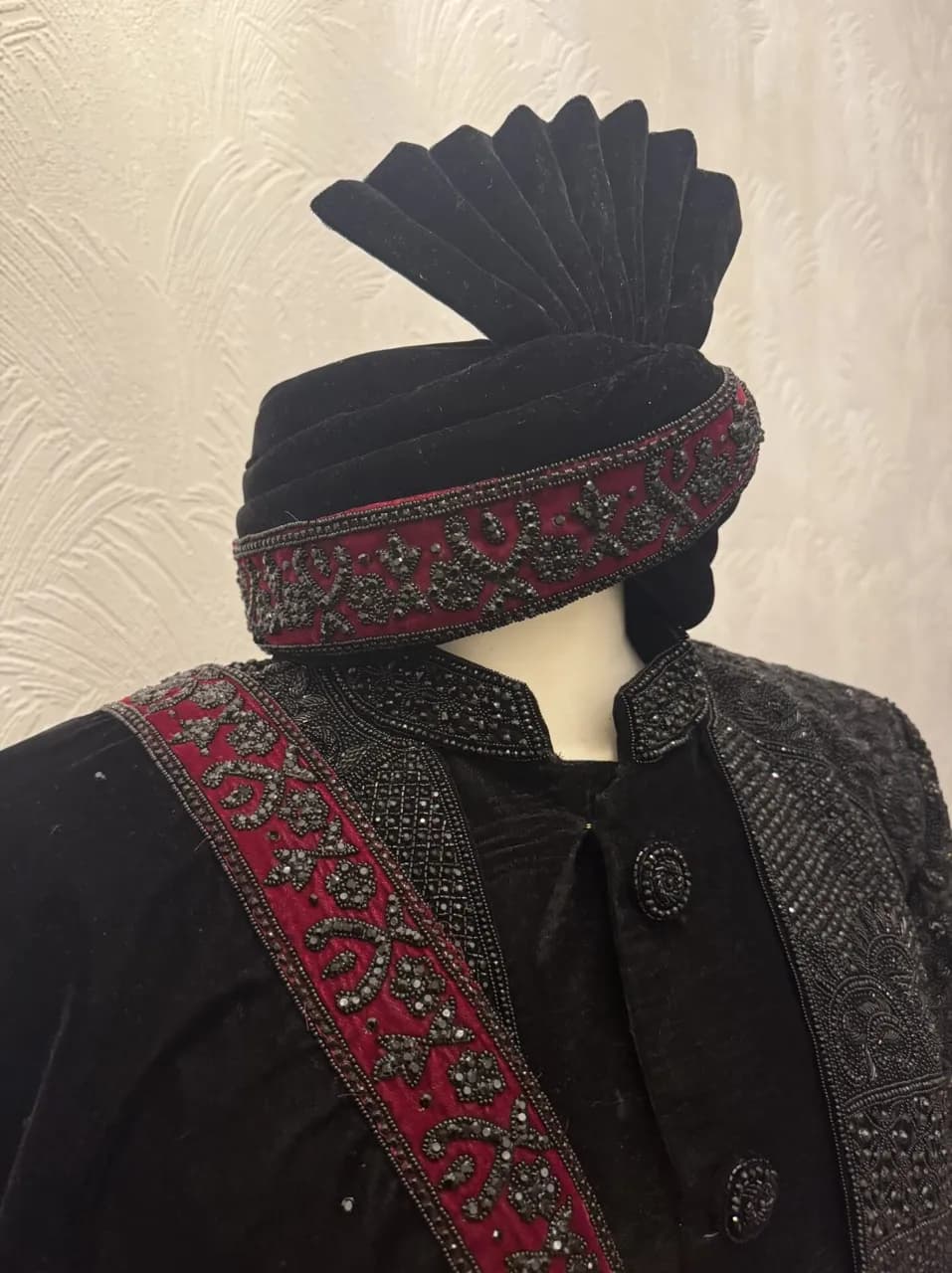 Black Maroon Sherwani Large Mens thumbnail 2