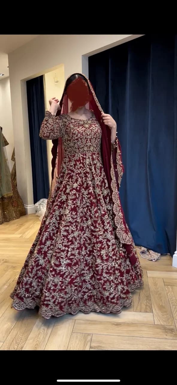 Maroon/Red Bridal Dress thumbnail 3