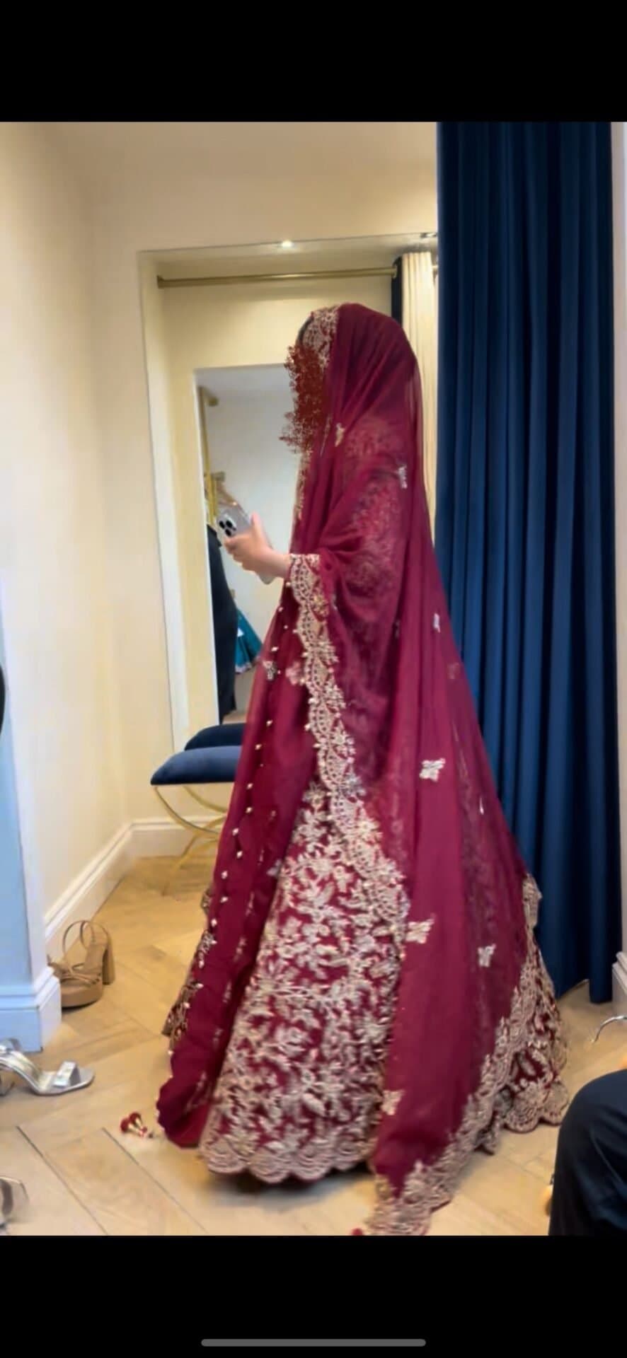 Maroon/Red Bridal Dress thumbnail 6