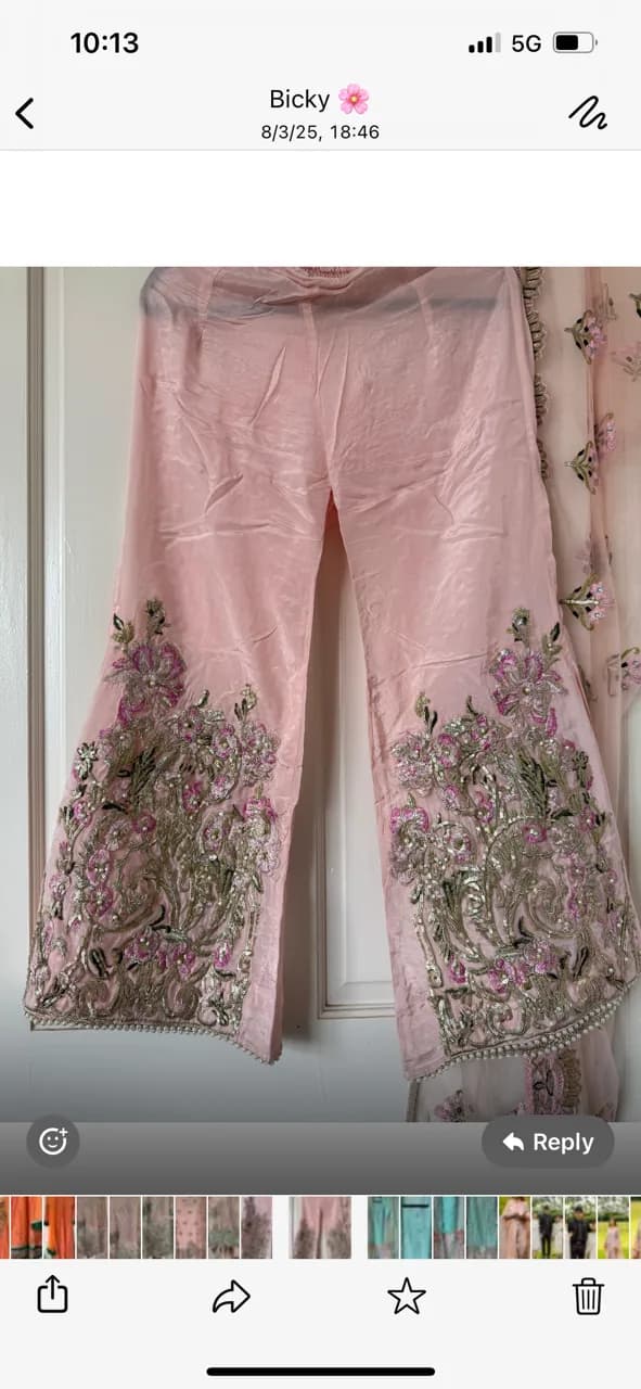 Pakistanii baba pink fully embellished wide leg trousers suit thumbnail 2