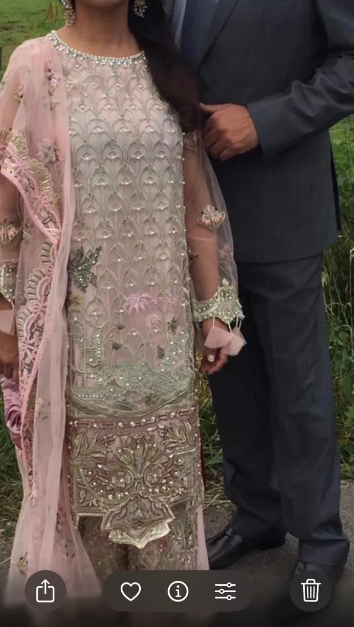 Pakistanii baba pink fully embellished wide leg trousers suit