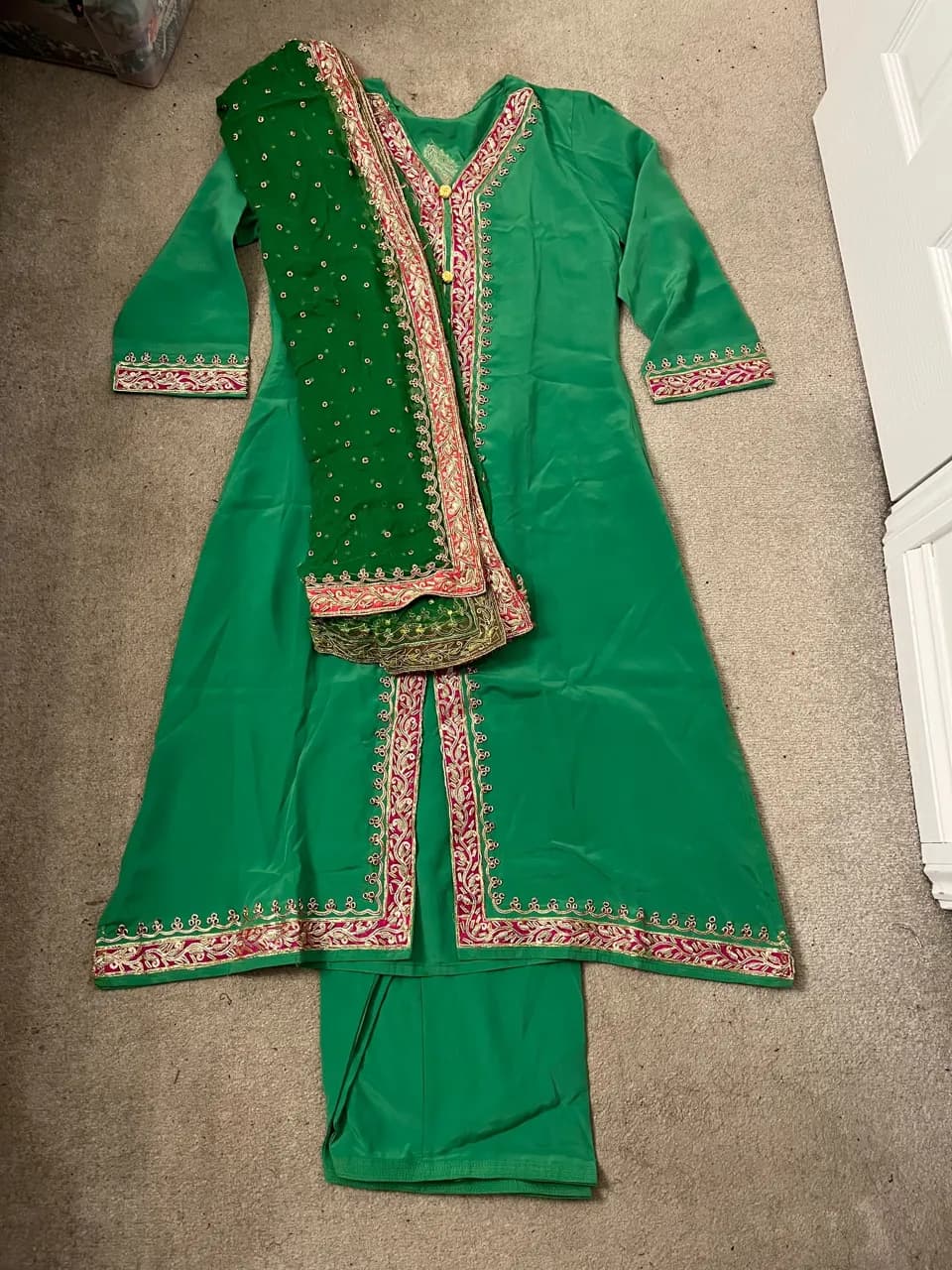 Green Shalwar Kameez with Dupatta