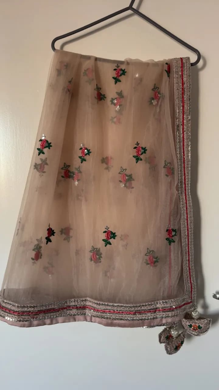 Embroidered Asian Formal Dress – Heavy Handwork, Floral Detail, Full-Length, UK 8/10 thumbnail 2