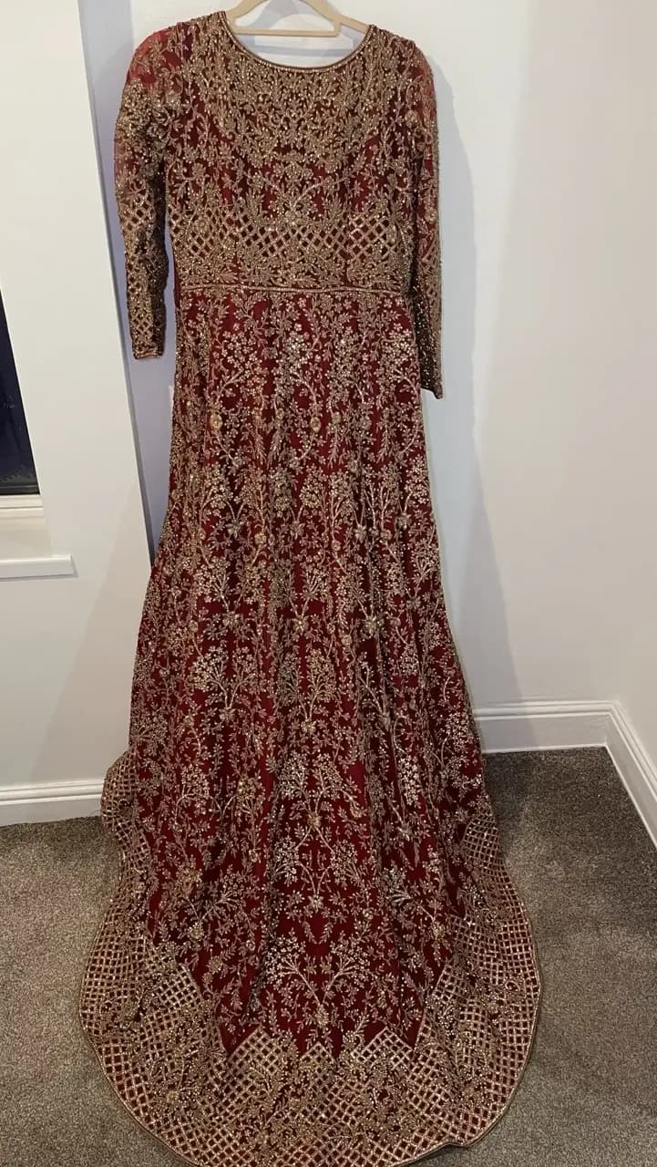Women's Red and Gold Wedding Lengha thumbnail 6