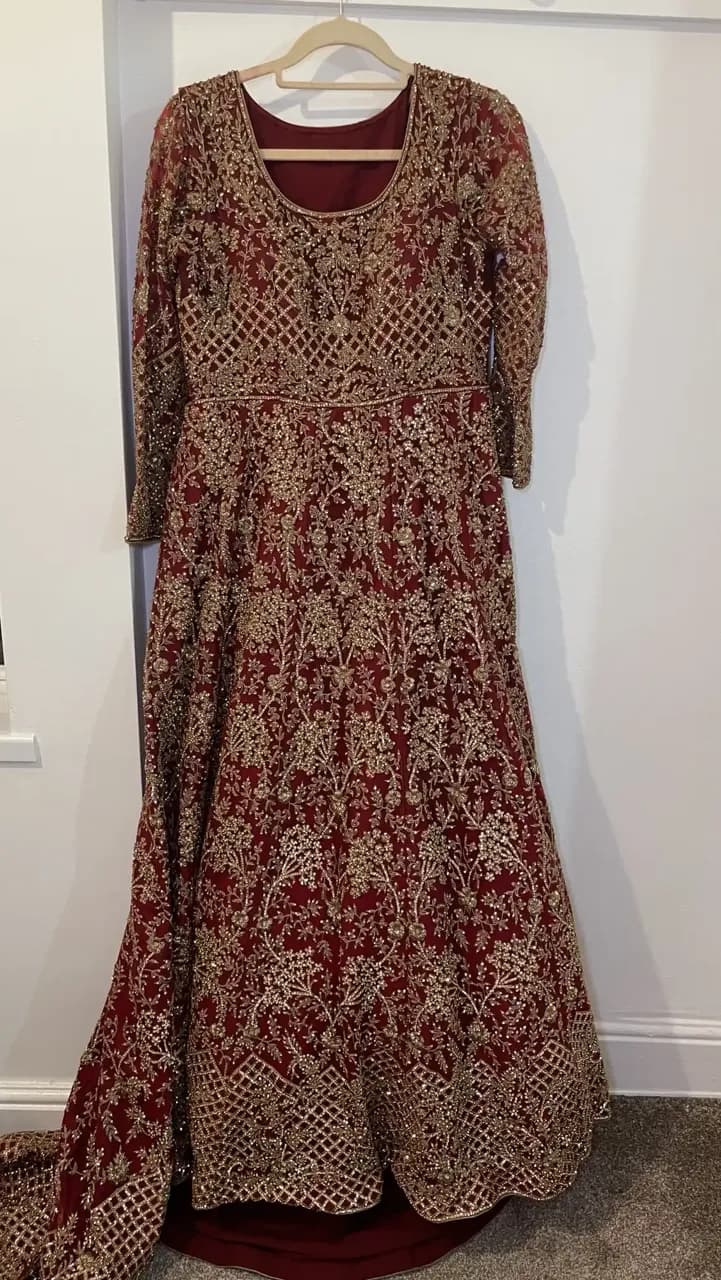 Women's Red and Gold Wedding Lengha thumbnail 7