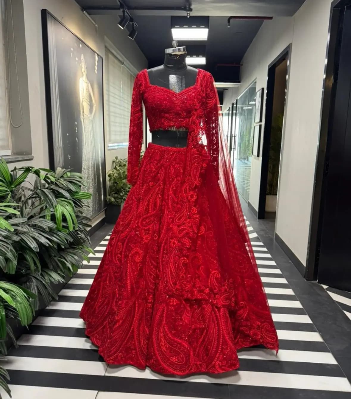 Red Paisley Lehenga Set