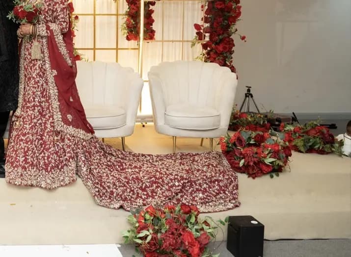 Luxury Red Bridal Lengha with Long Trail - Heavy Hand Embroidery thumbnail 6