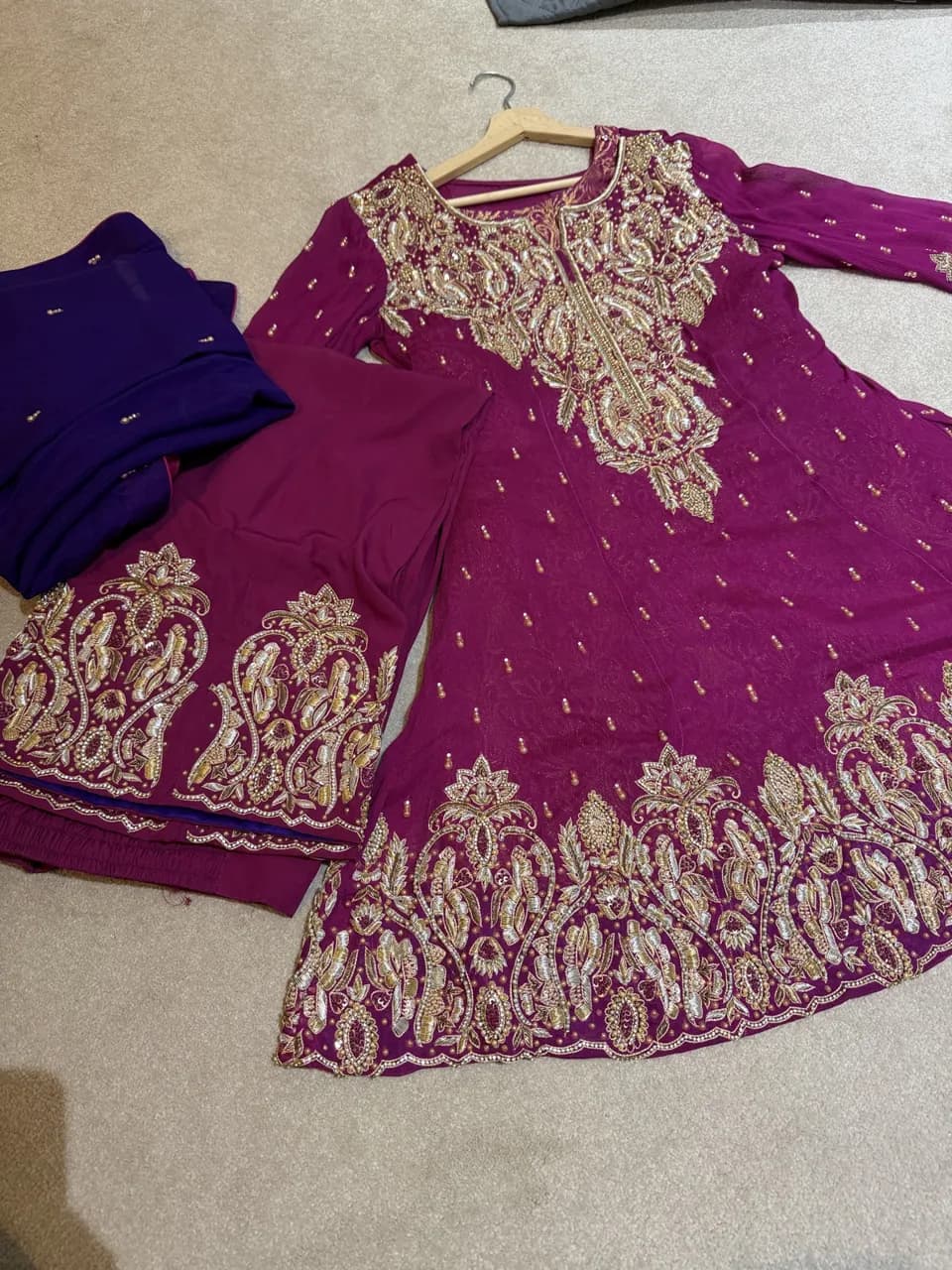 Heavy embroidery 3 piece suit