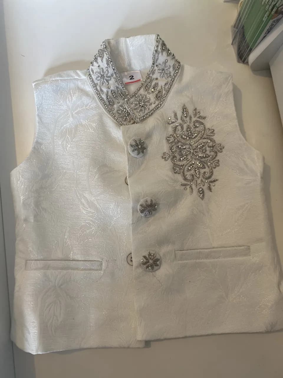 White and Silver Boys Waistcoat