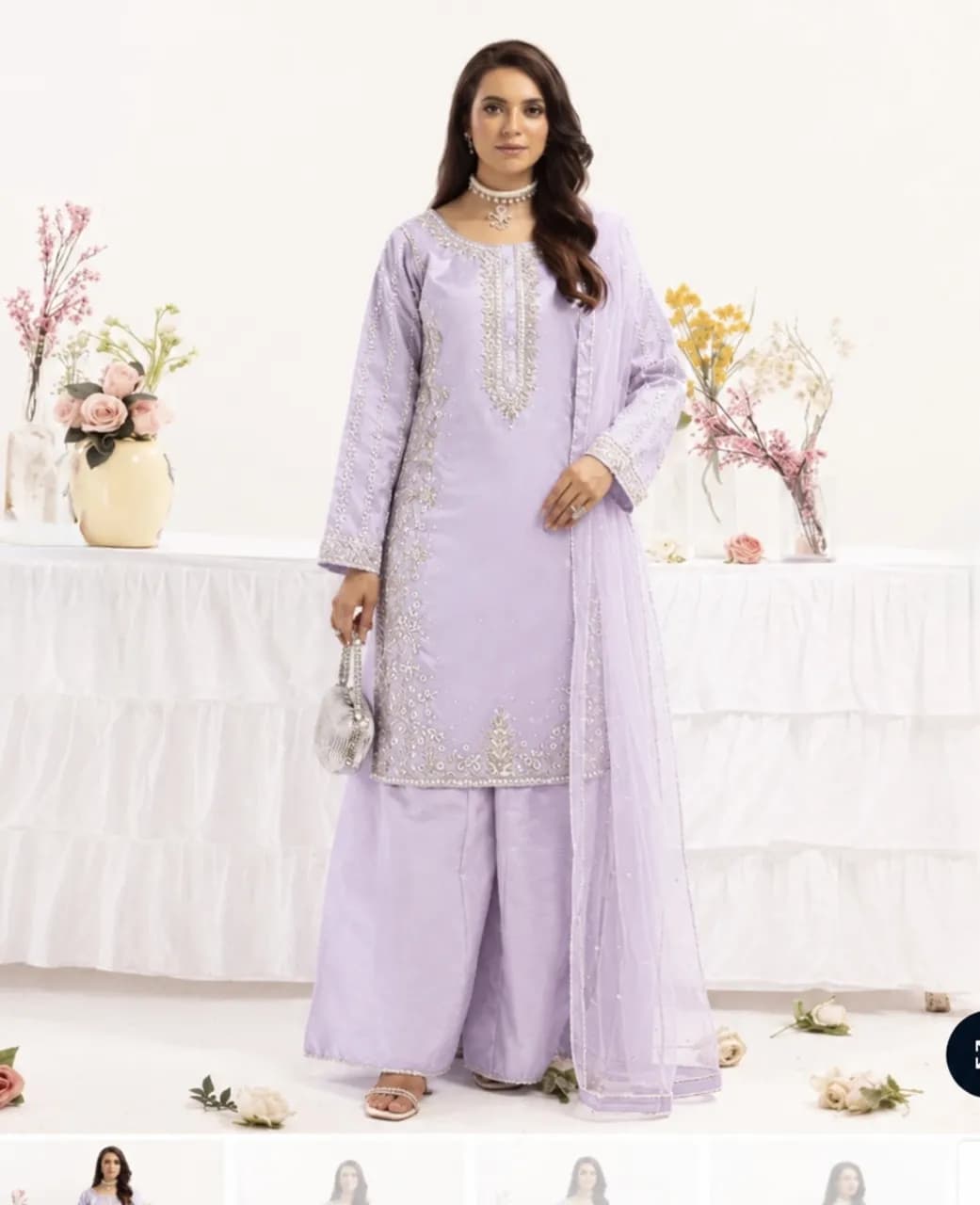 Lilac raw silk Sharara outfit