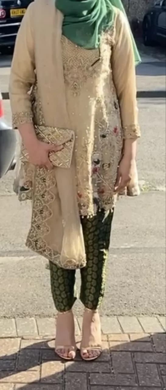 A line frock with trousers and dupatta — image 1