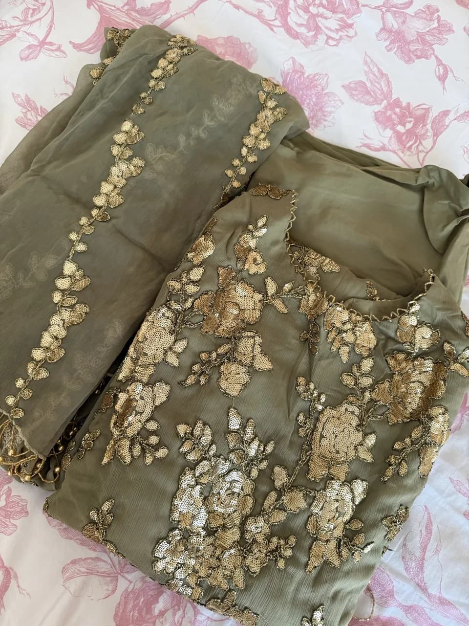 Khaki gold salwar kameez — image 1