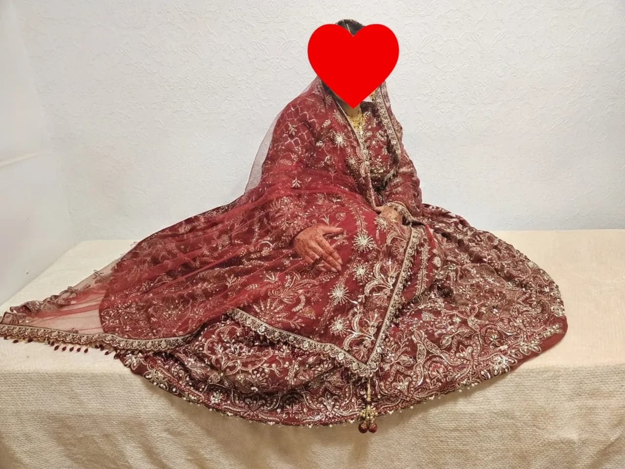 Maroon/ Red & gold bridal lengha — image 1