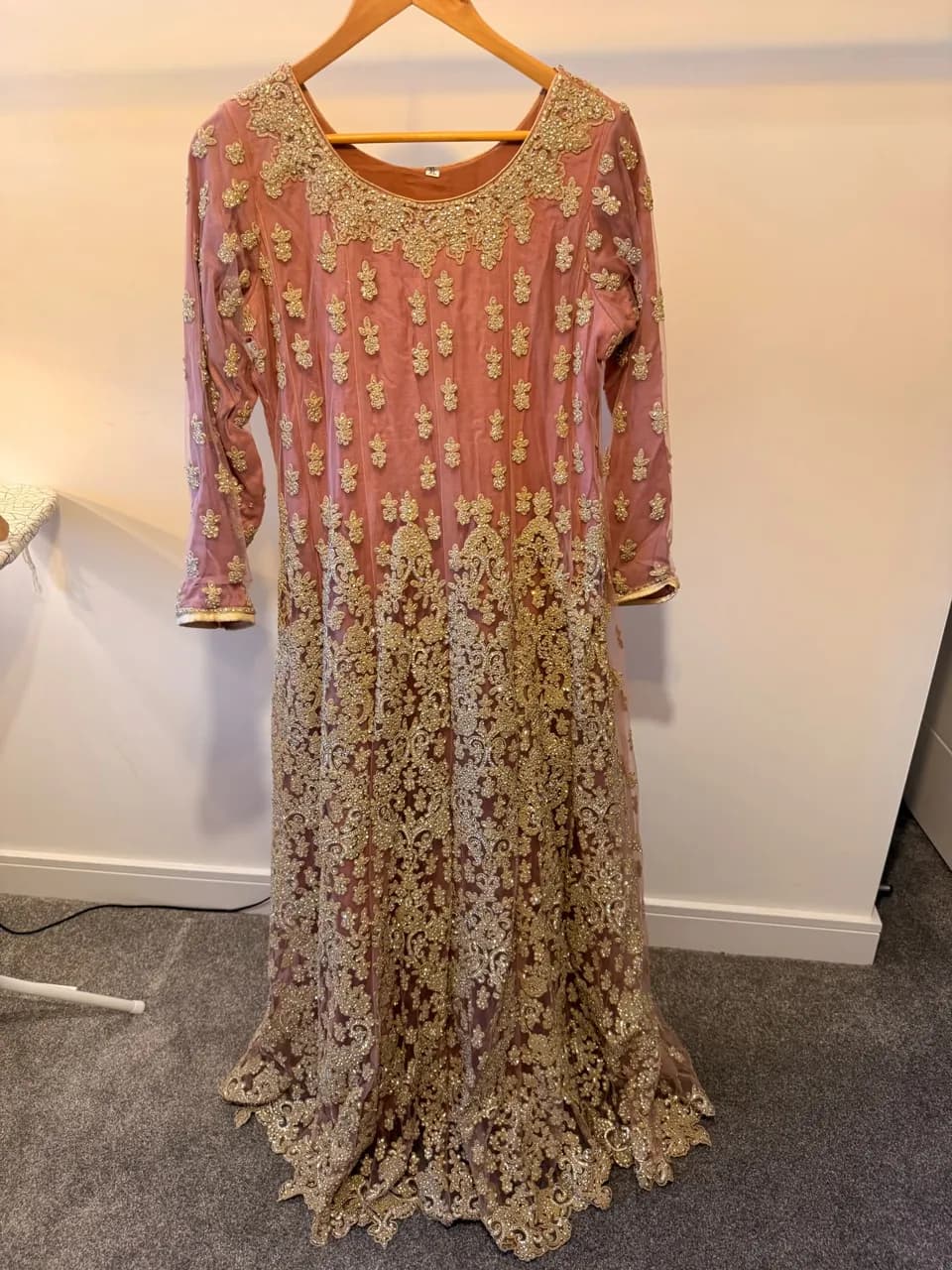 Dusty Pink / Lilac & Gold Embellished Asian Formal Gown – XL – Unworn — image 1