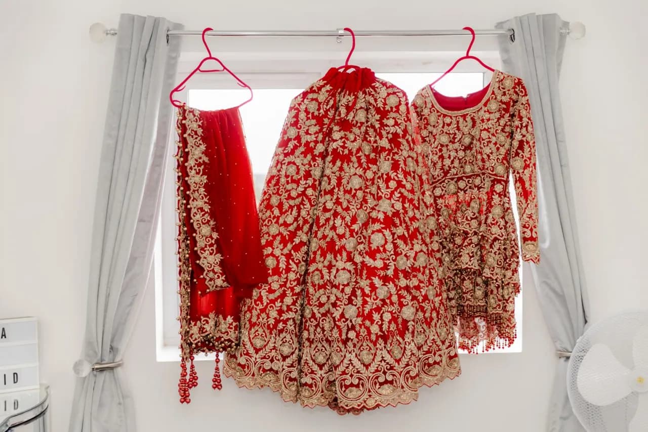 Red & Gold Bridal Dress — image 1