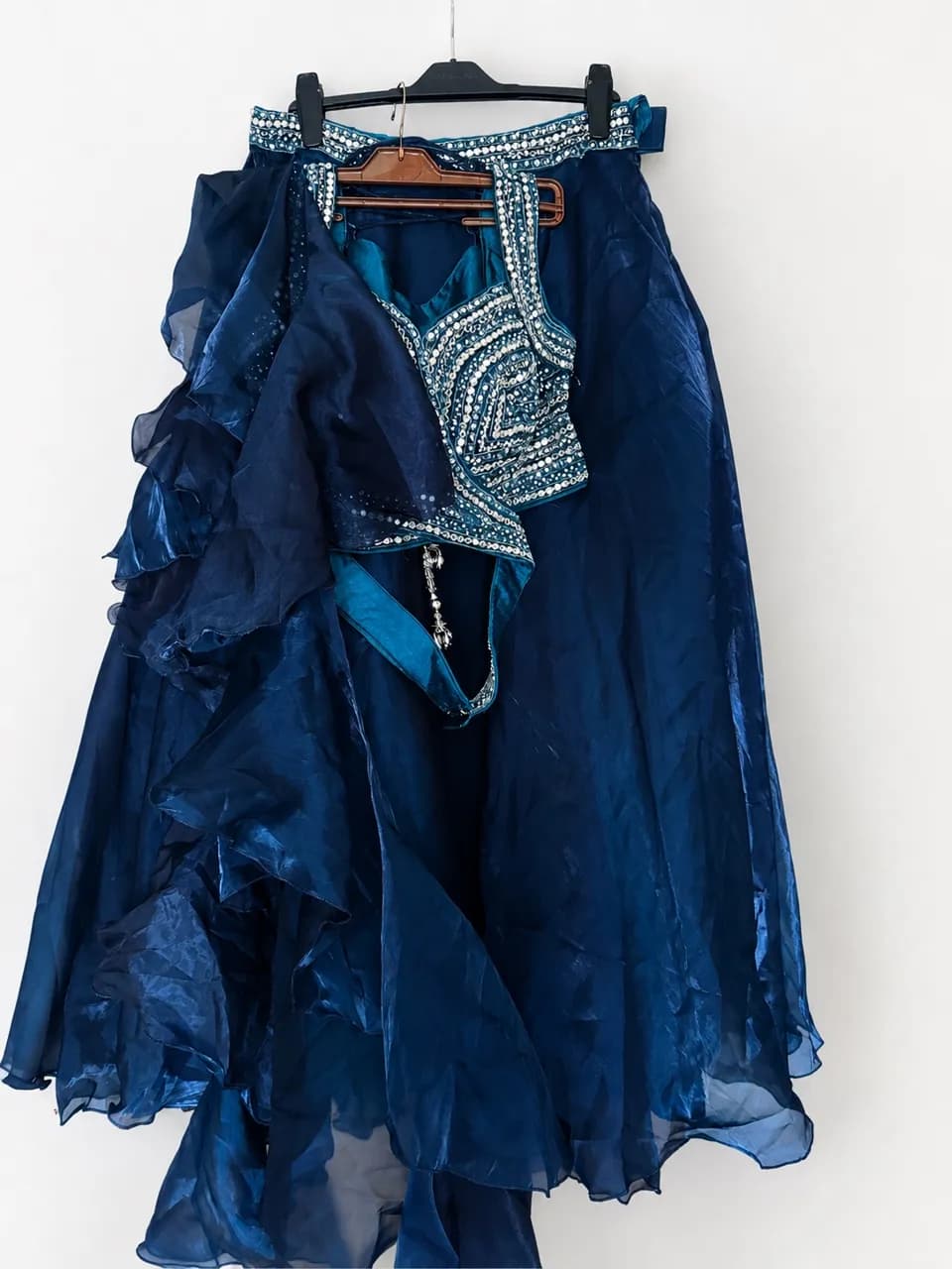 Mirror and beads work lehenga with cancan — image 1