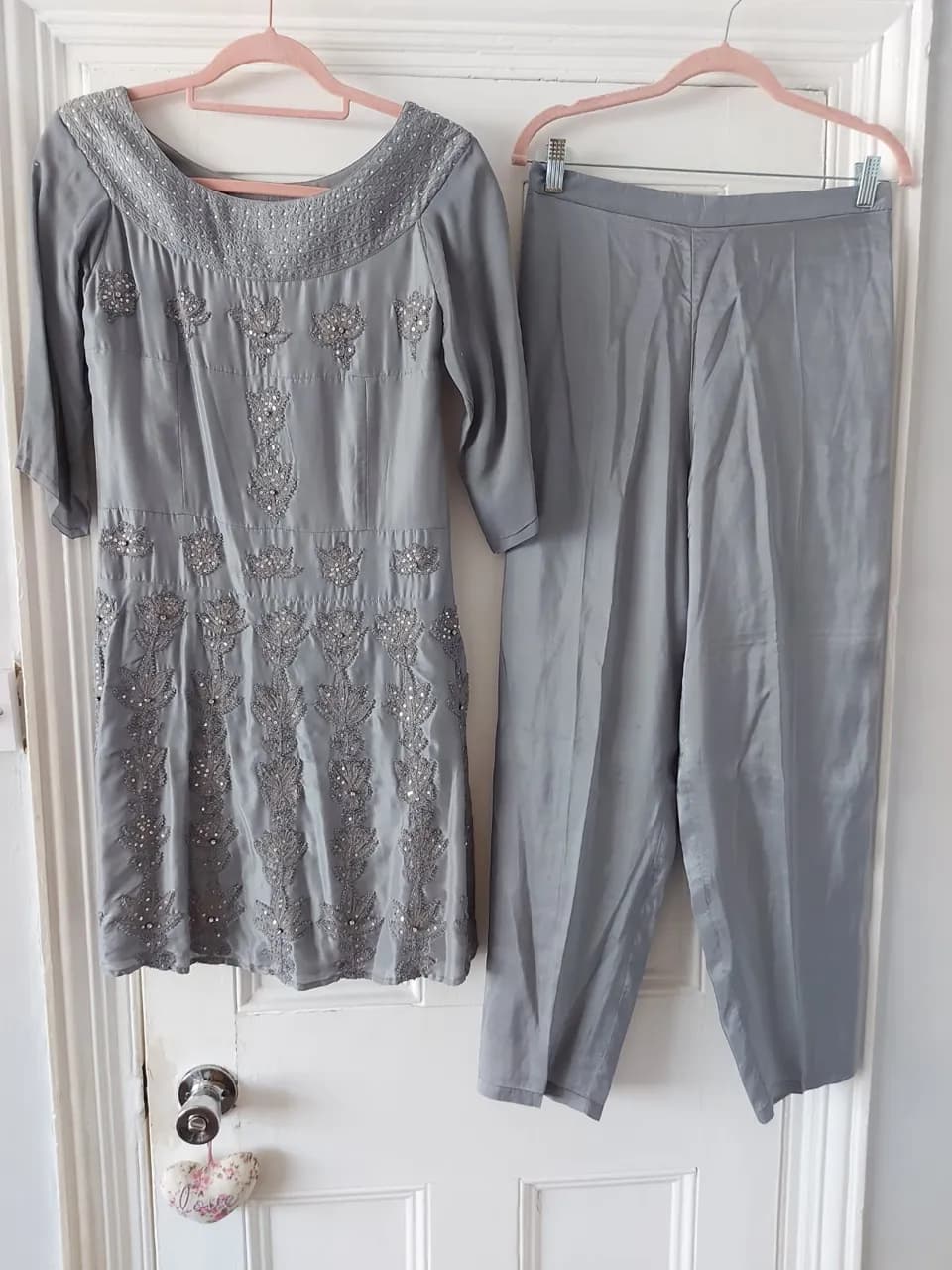 Saiqa Majeed 2 piece slate grey kameez — image 1