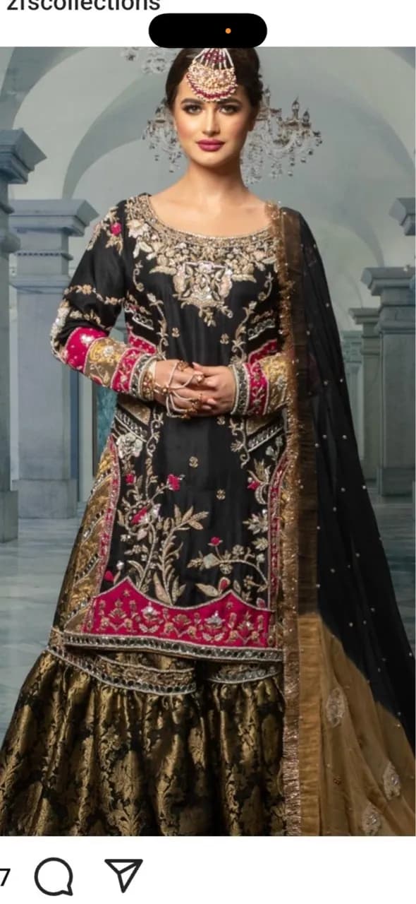 Customise hand embroided ghrara