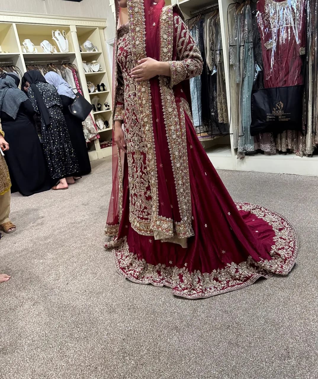 Bridal red dress, heavy embroidered