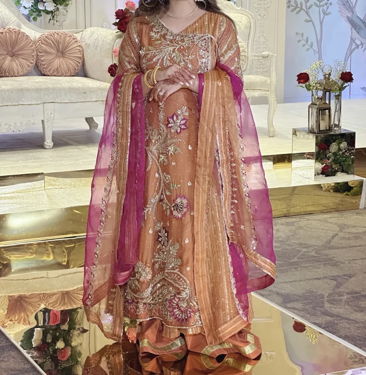 Ayesha & Usmaan - Orange multicolour dress — image 1
