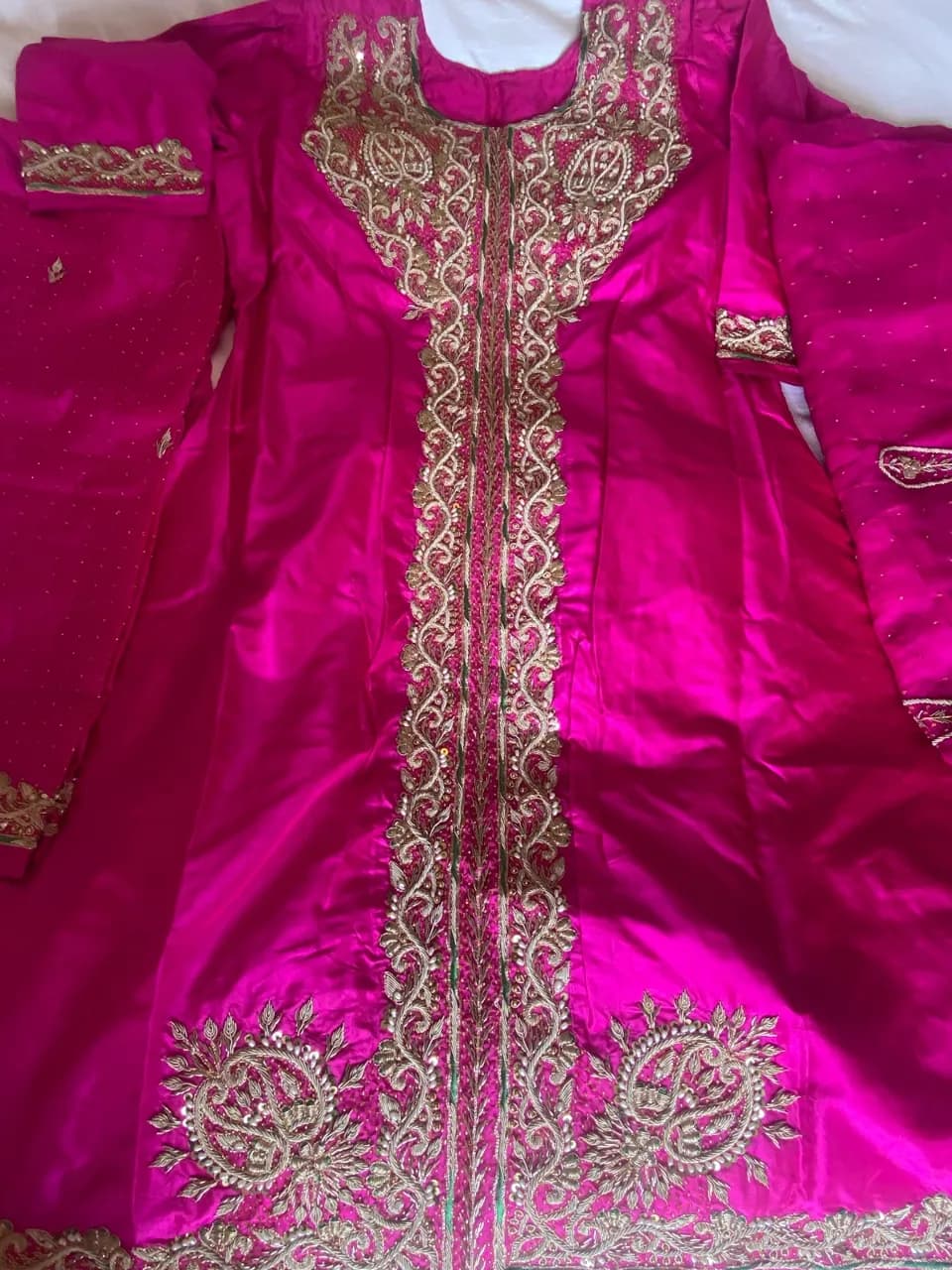 Fuchsia Pink Embroidered Traditional Suit with Dupatta — image 1