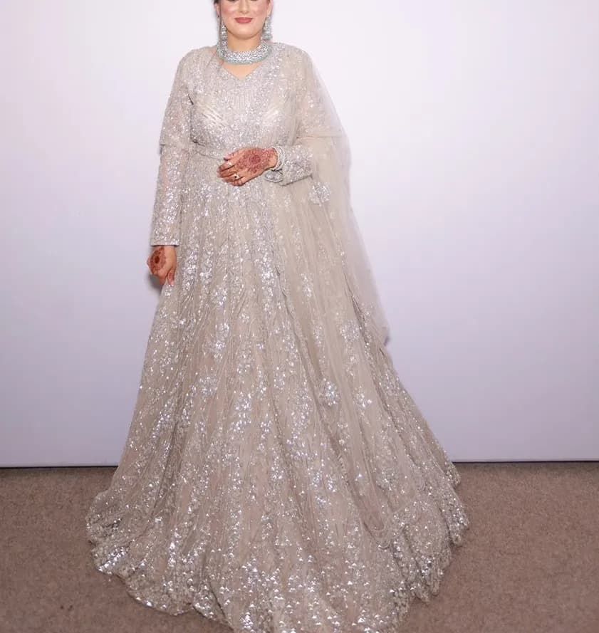 silver embellished long sleeve maxi dress — image 1