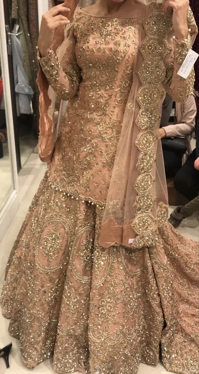 Nude Peach Wedding Lengha — image 1