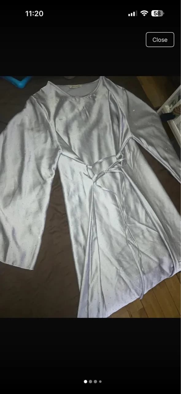 Diamante Tie back silver grey maxi dress — image 1