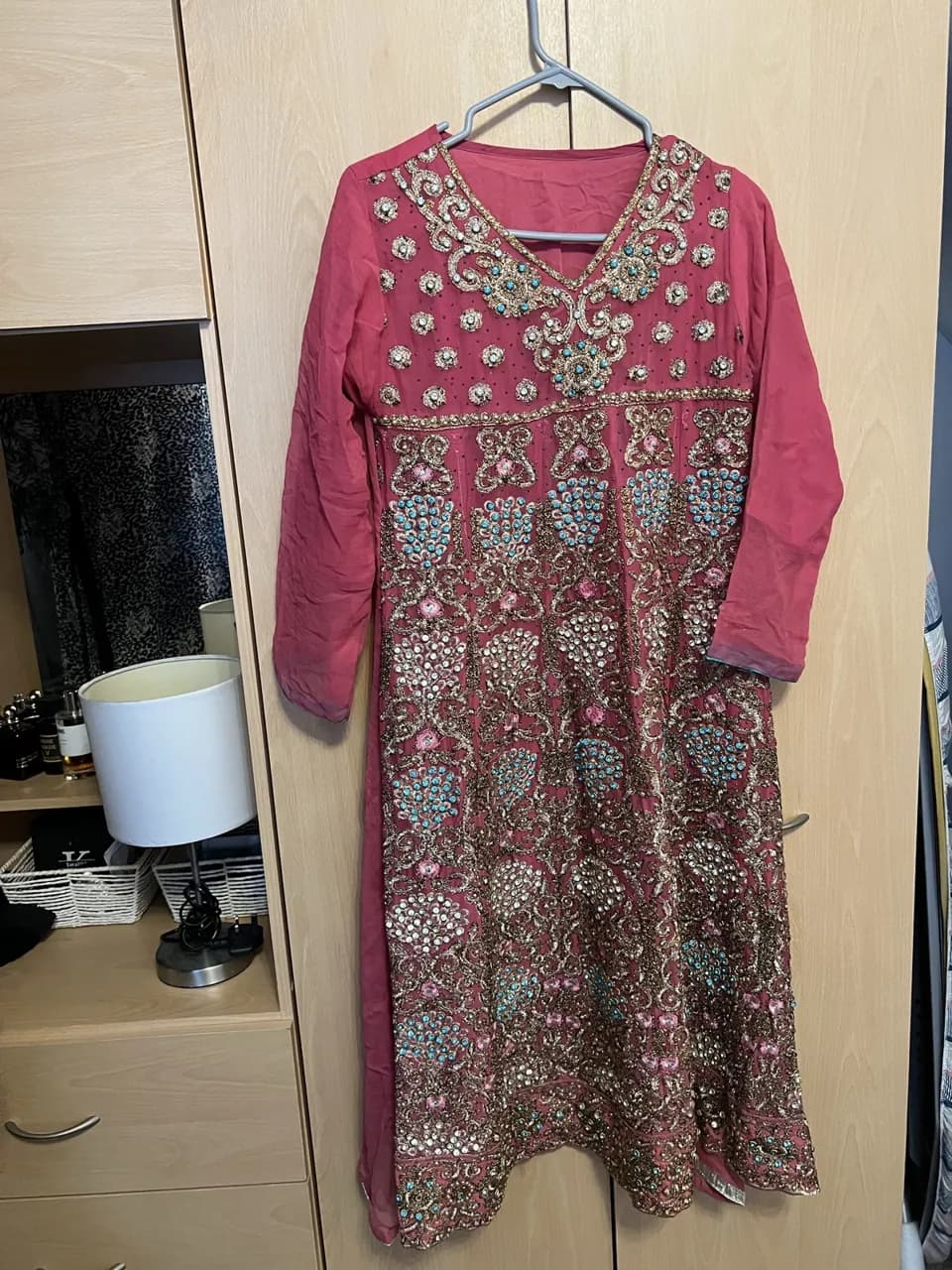 Pink beaded dress 3 piece