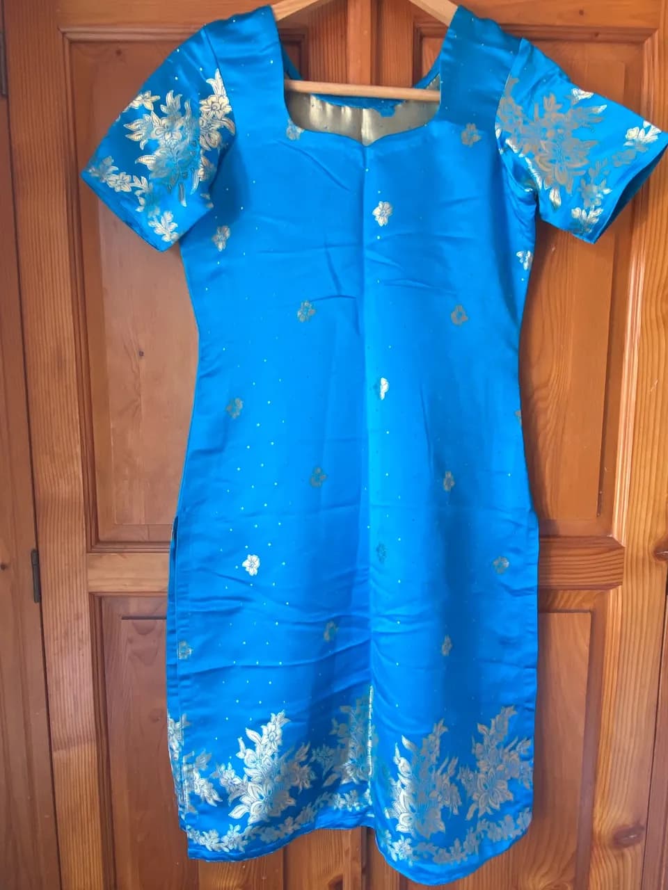 Royal Blue & Gold Floral 3-Piece Traditional Suit - OBO — image 1