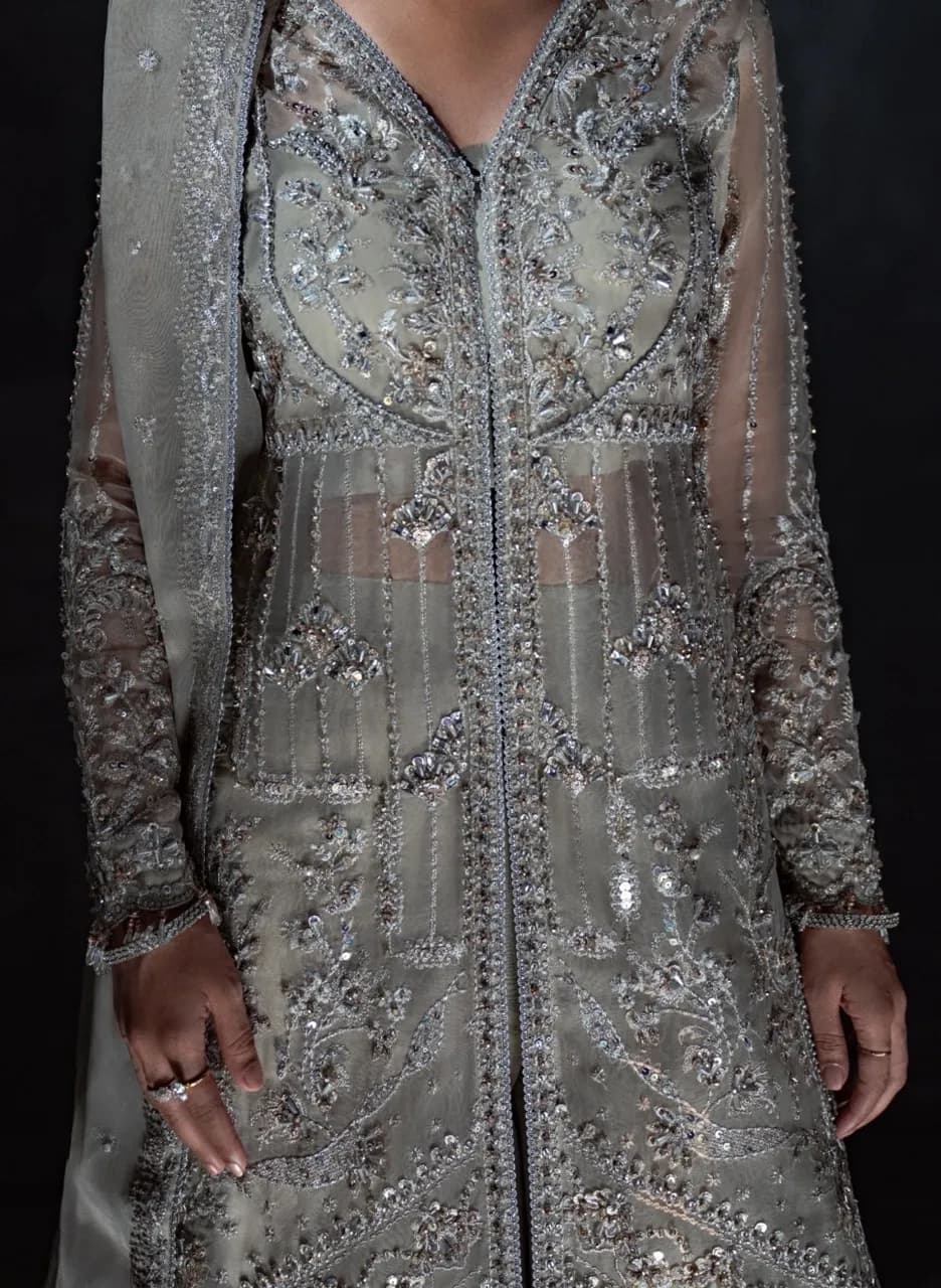 Elegant Silver-Grey Bridal Maxi / Formal Dress — image 1