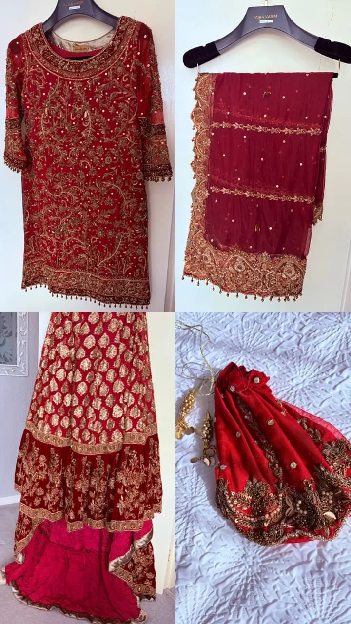 Faika Karim Bridal Red Lengha - Never worn — image 1