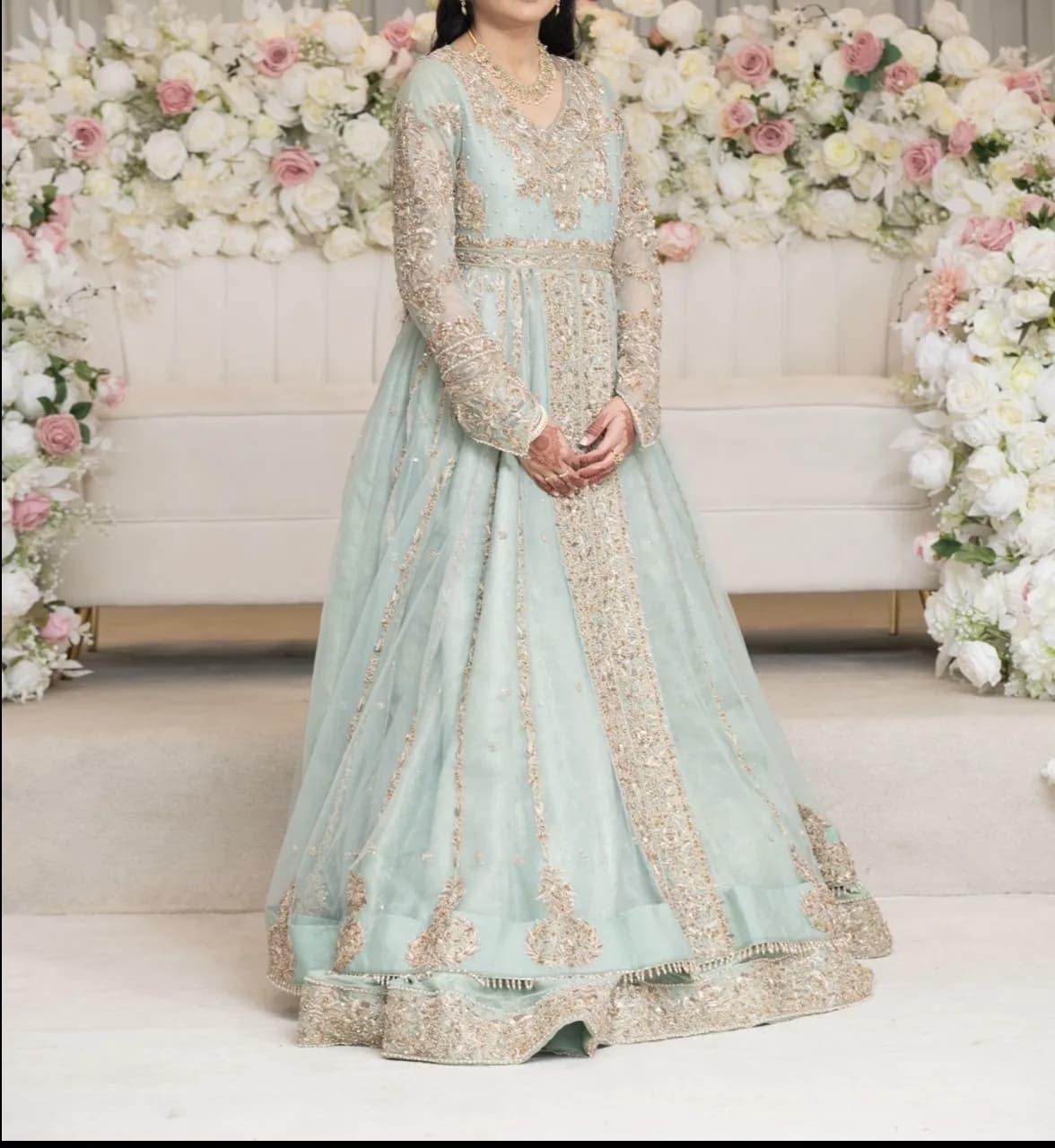 Light blue and gold maxidress — image 1