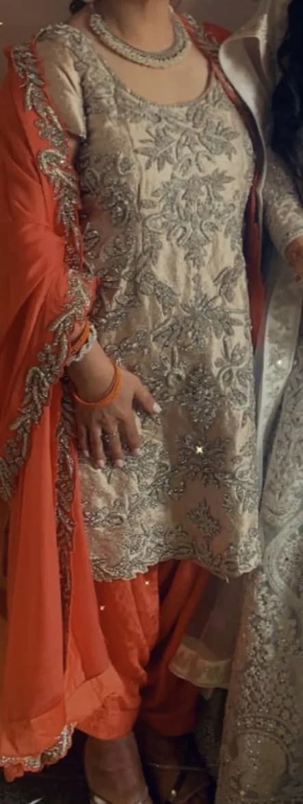 Party wear orange and silver