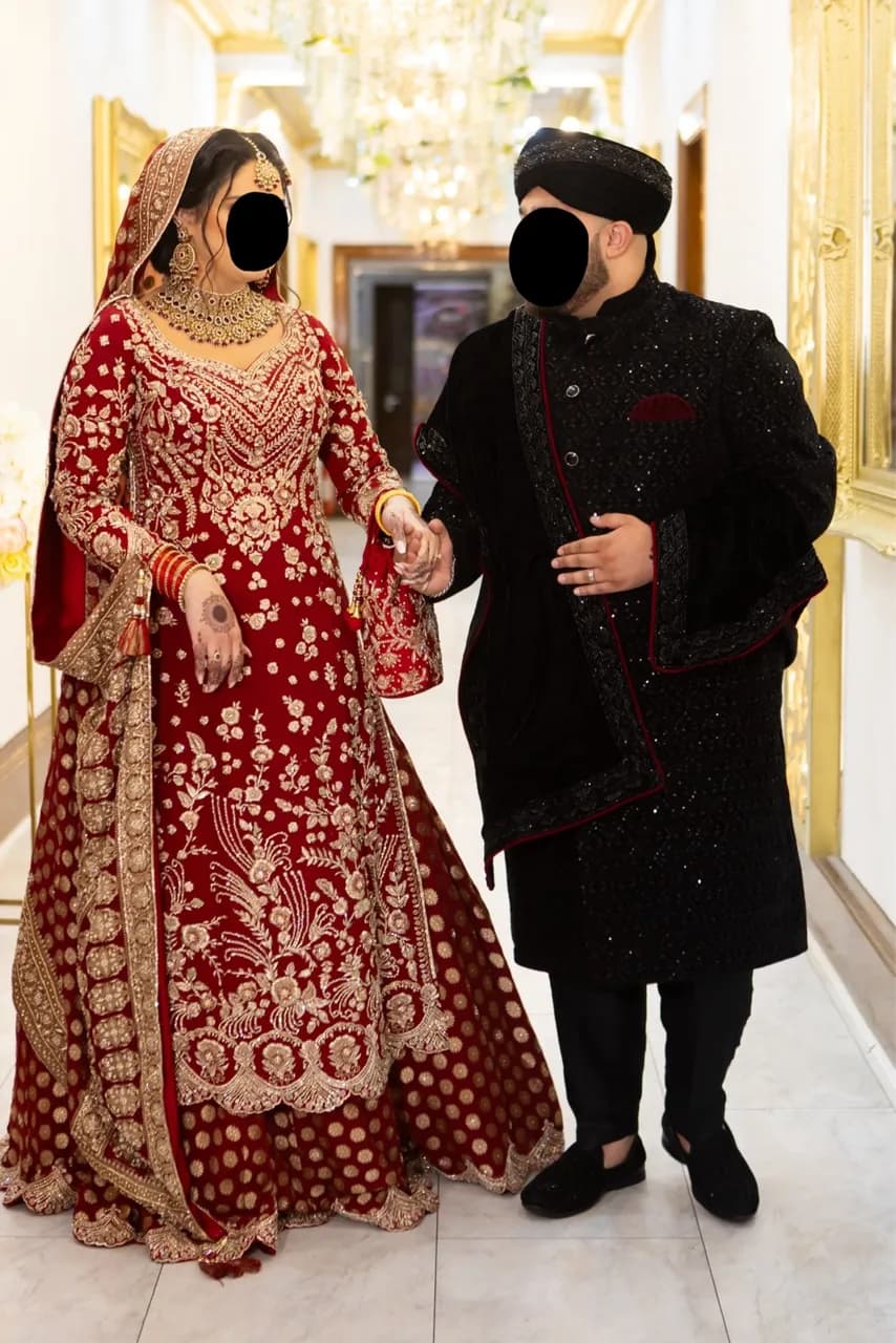 Red bridal lehenga — image 1