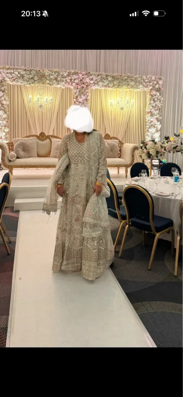 White and pink Pakistani outfit — image 1