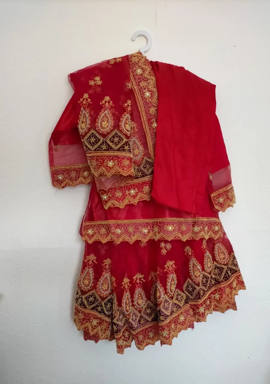 Red and Gold 3 piece Bridal wear