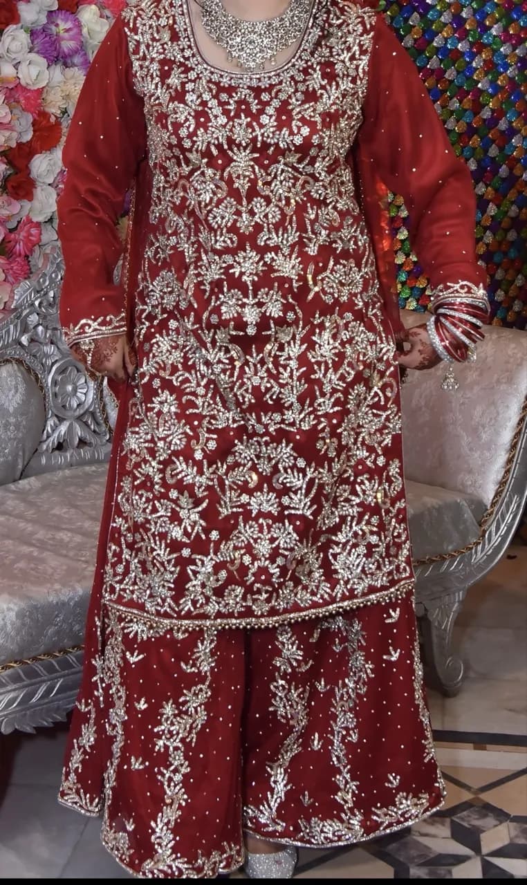 Red bridal lehenga with dupatta