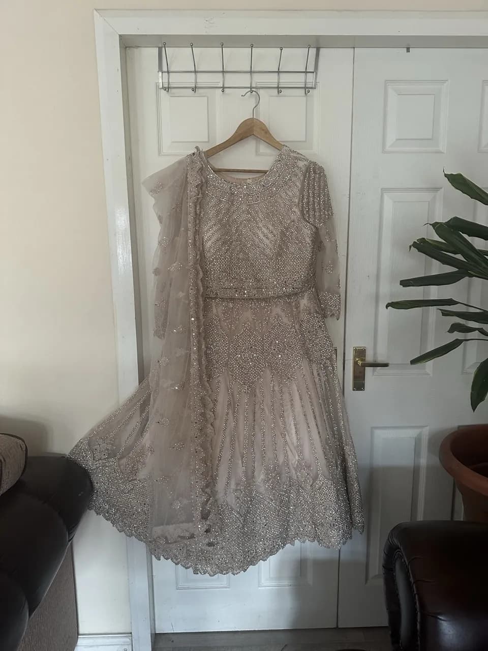 Pakistani Bridal/Formal Embellished Lehenga Dress with Dupatta — image 1