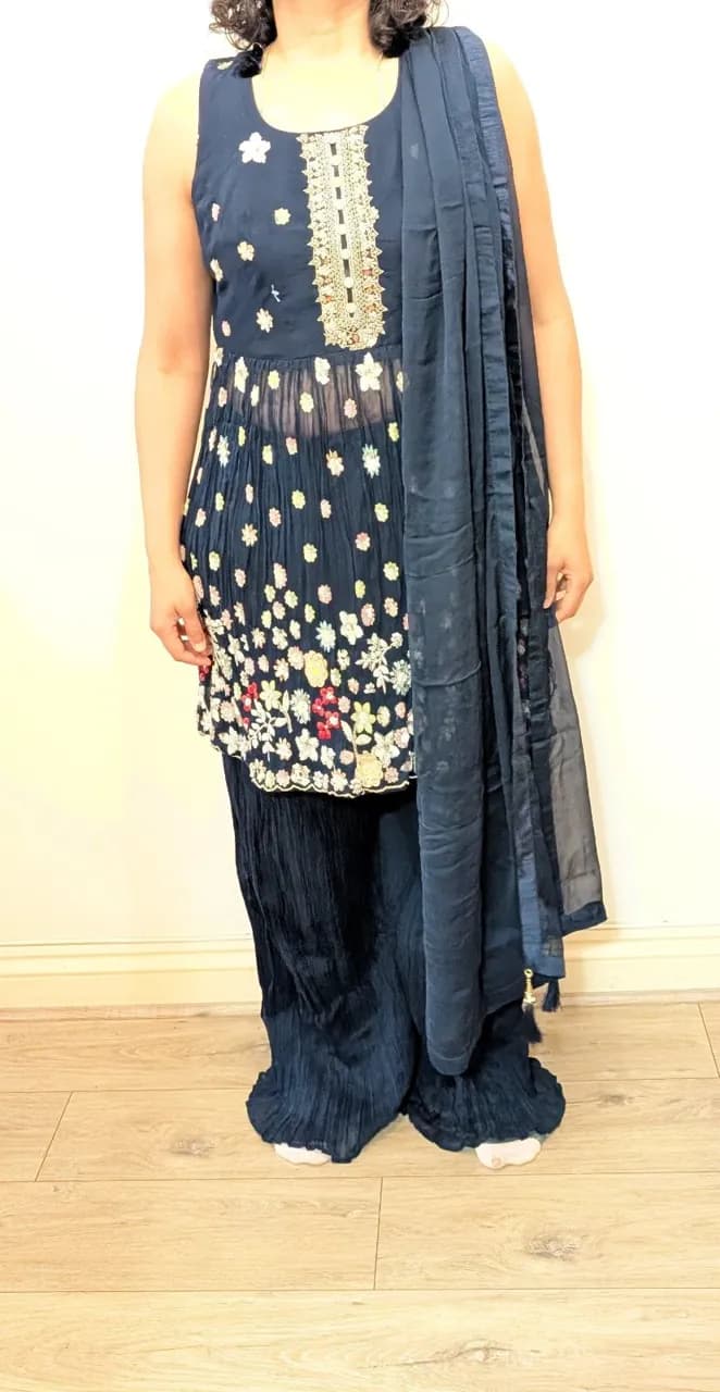 Navy Blue Embroidered Salwar Kameez Suit — image 1