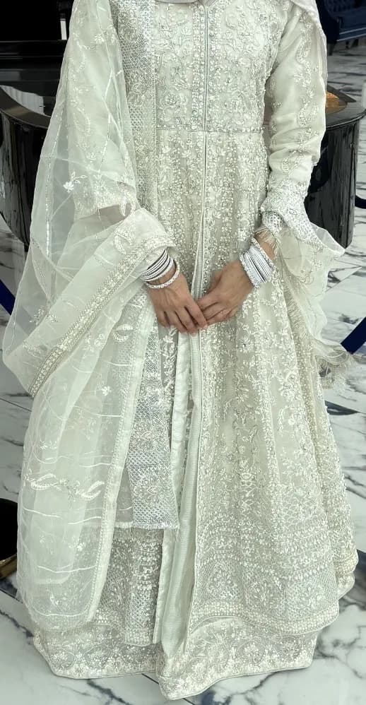 White and silver dress style wedding guest outfit 3 piece) — image 1