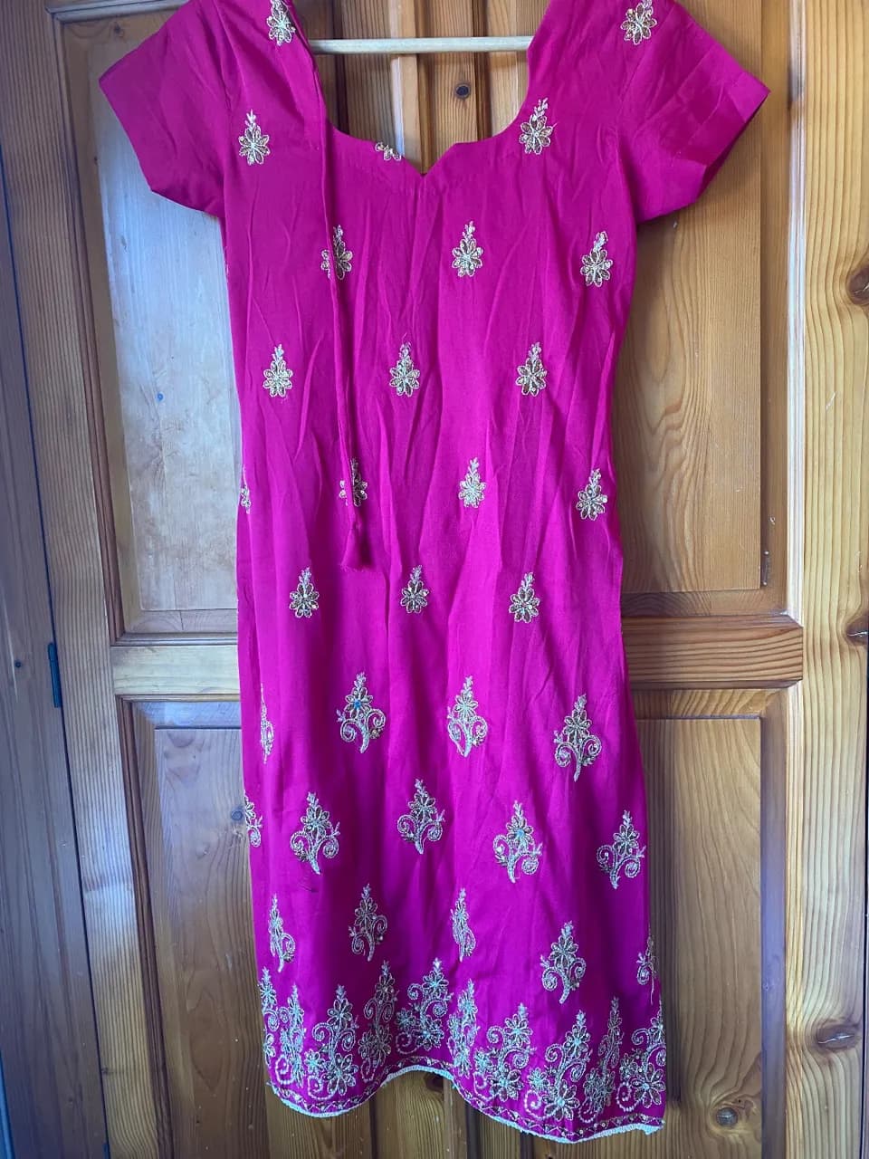Fuchsia Pink & Gold Embroidered 3-Piece Traditional Suit - OBO — image 1