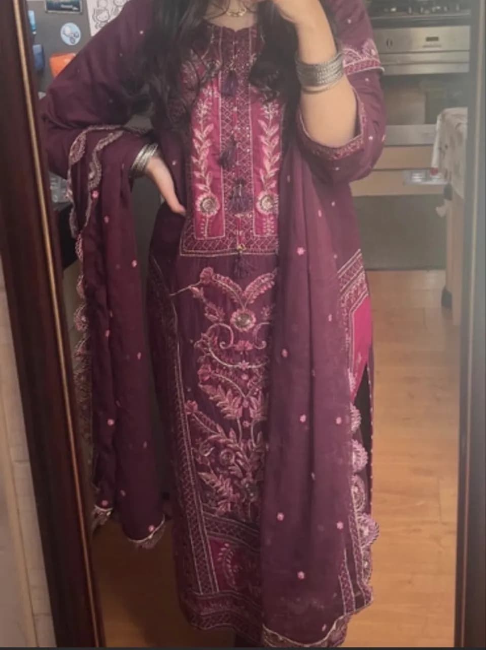 Asim Jofa 3pc Purple Shalwar Kameez Suit — image 1