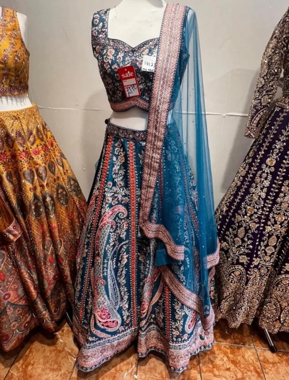 Reception Pink and Teal Lengha — image 1