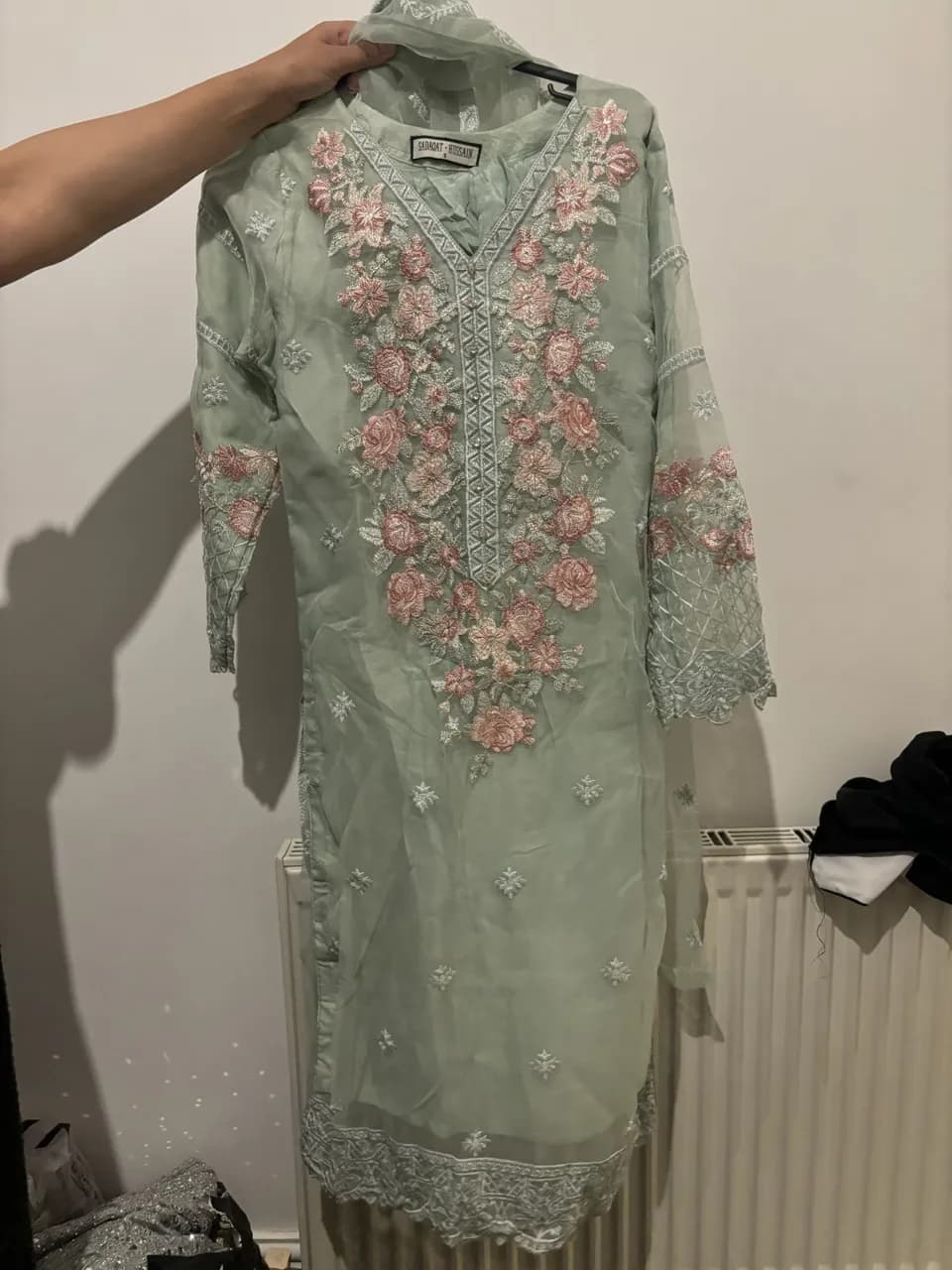 Green embroidery suit